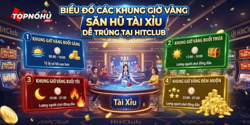 Biểu đồ các khung giờ vàng săn hũ Tài Xỉu dễ trúng tại HitClub