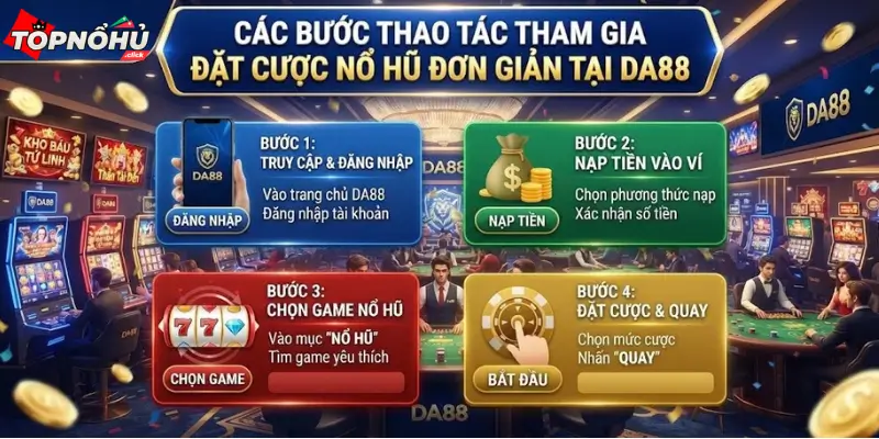 Các bước thao tác tham gia đặt cược nổ hũ đơn giản tại DA88