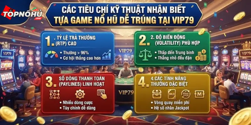 Các tiêu chí kỹ thuật nhận biết tựa game nổ hũ dễ trúng tại Vip79