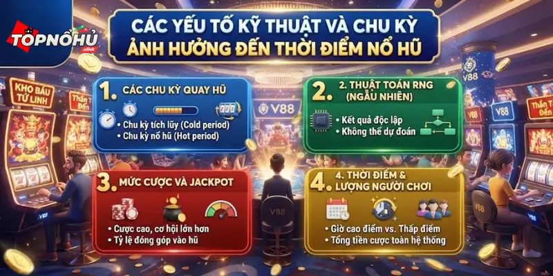 Các yếu tố kỹ thuật và chu kỳ ảnh hưởng đến thời điểm nổ hũ