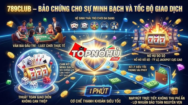 Giao diện sảnh game no hu 789Club minh bạch trả thưởng và nạp rút siêu tốc
