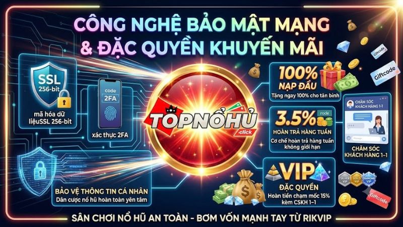 Hệ thống bảo mật 2FA và ưu đãi khủng cho hội viên nổ hũ Rikvip